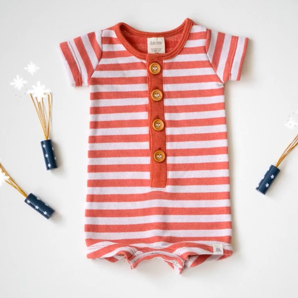Lulu and Roo(Little Road Co) button down romper in 18-24 months